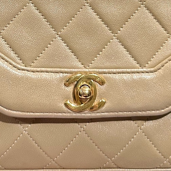 Chanel Diana Small Single Flap Beige Quilted Calf Leather Gold Plated Chain Bag - Picture 4 of 14